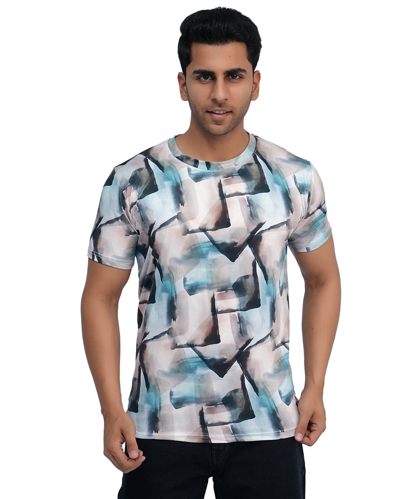 PRINTED POLY T SHIRT ROUND NECK