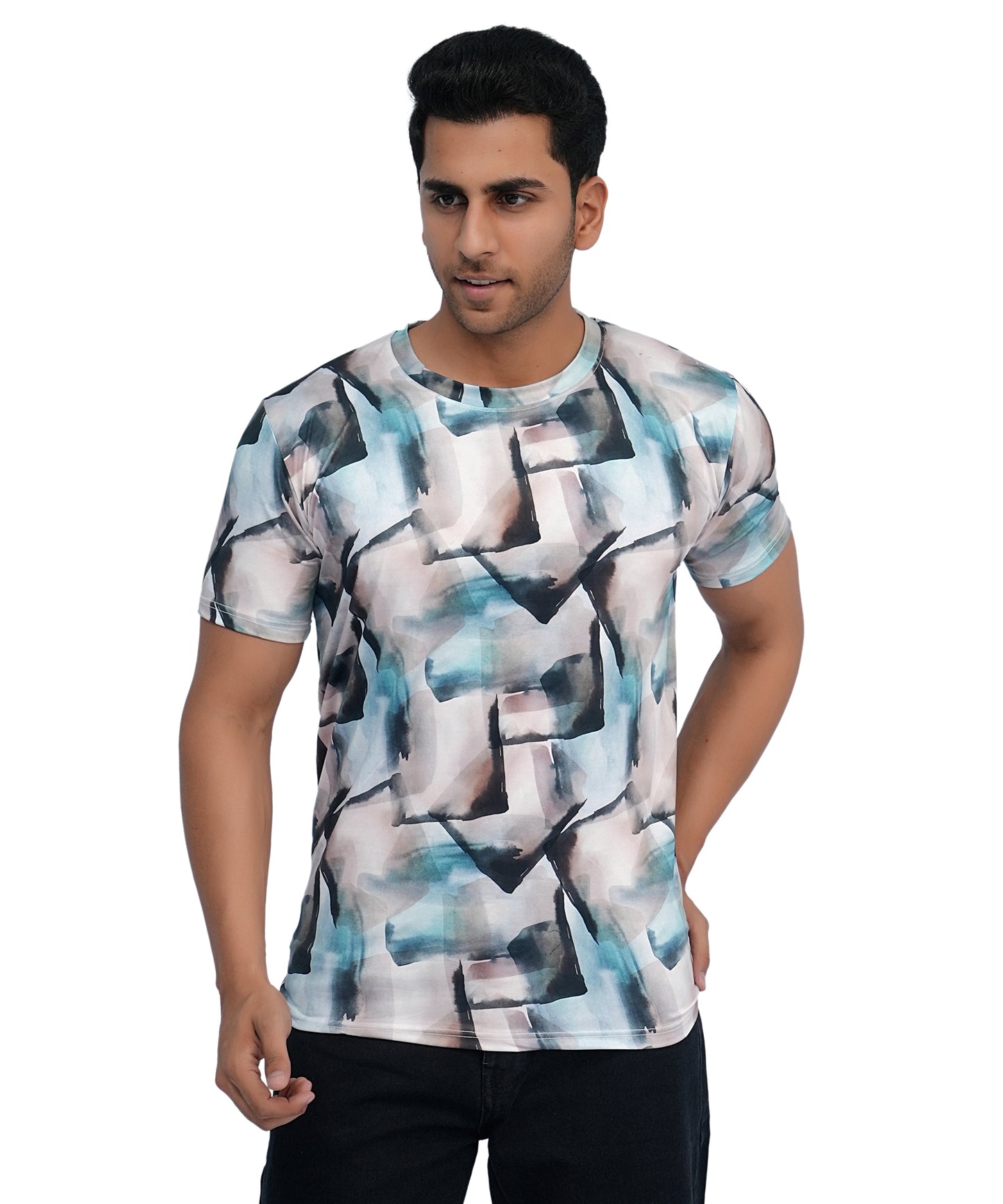 PRINTED POLY T SHIRT ROUND NECK