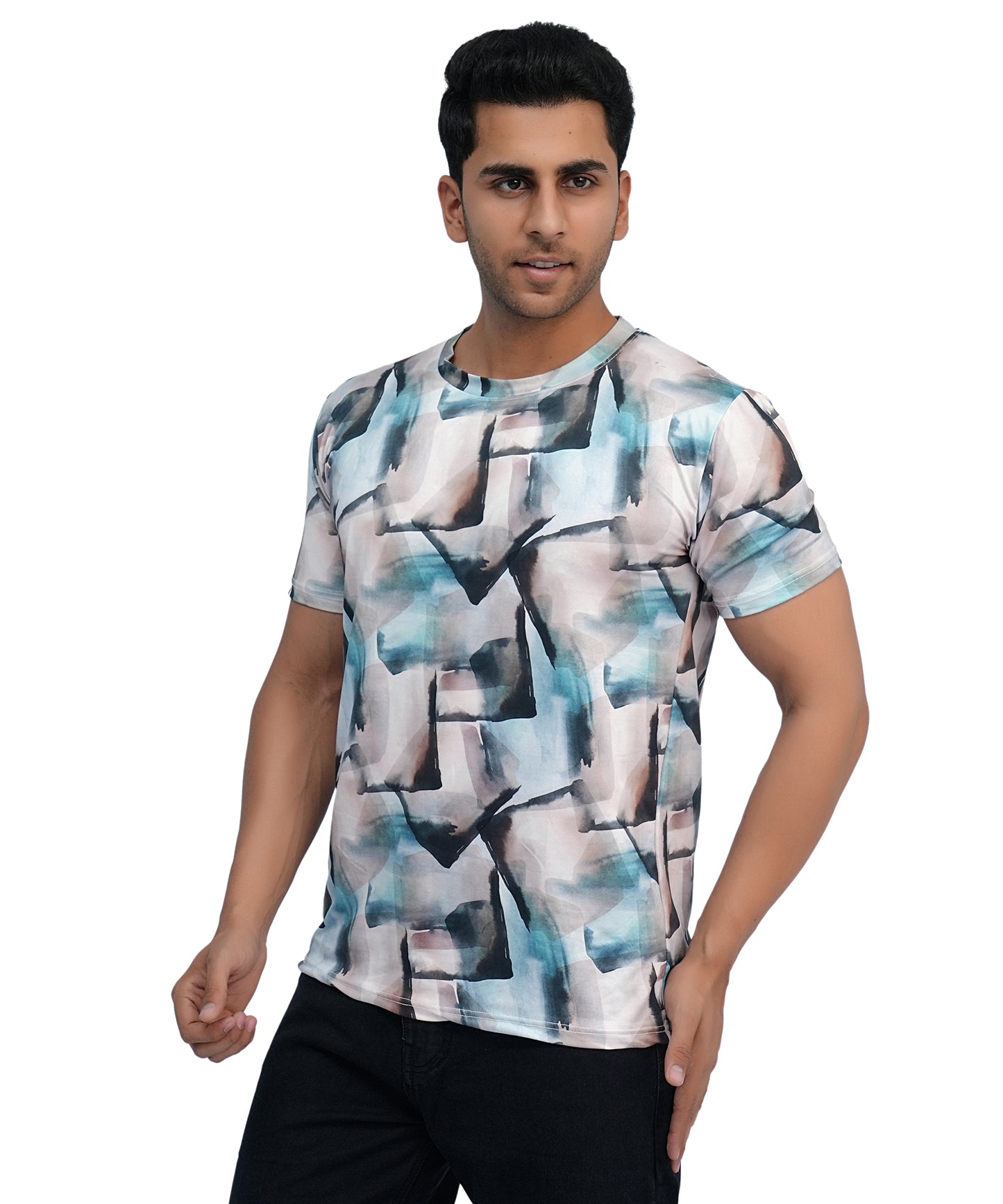 PRINTED POLY T SHIRT ROUND NECK