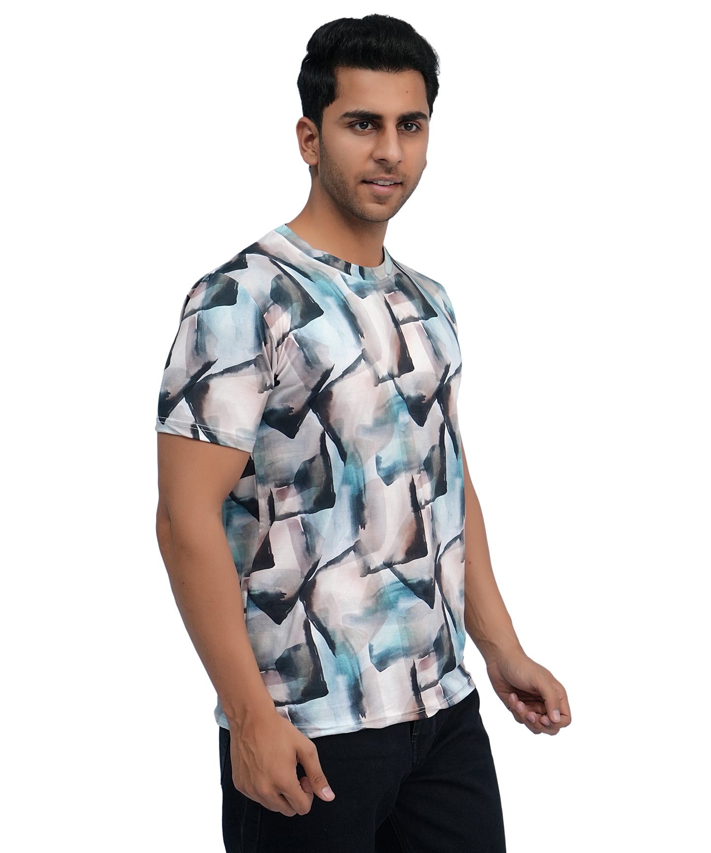 PRINTED POLY T SHIRT ROUND NECK