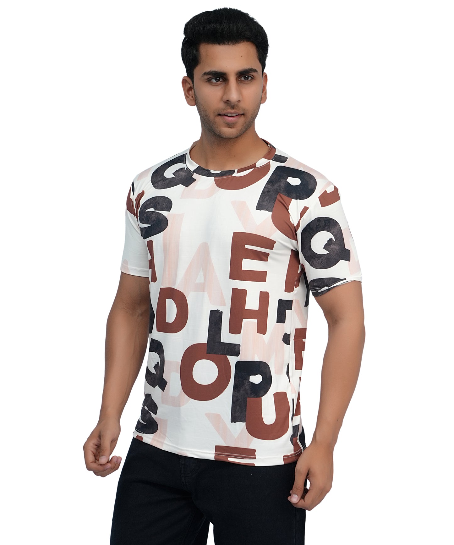 PRINTED POLY T SHIRT ROUND NECK