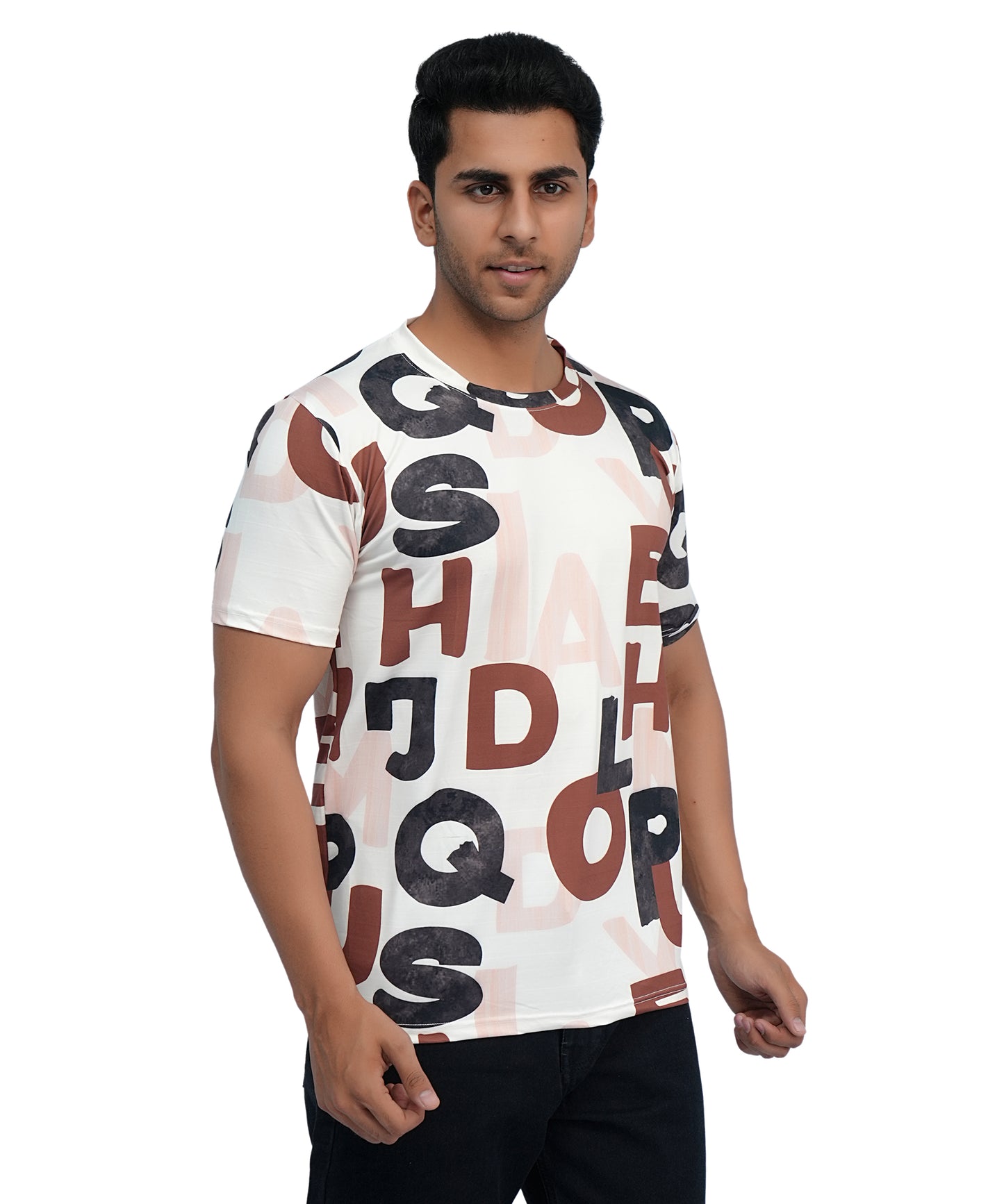 PRINTED POLY T SHIRT ROUND NECK