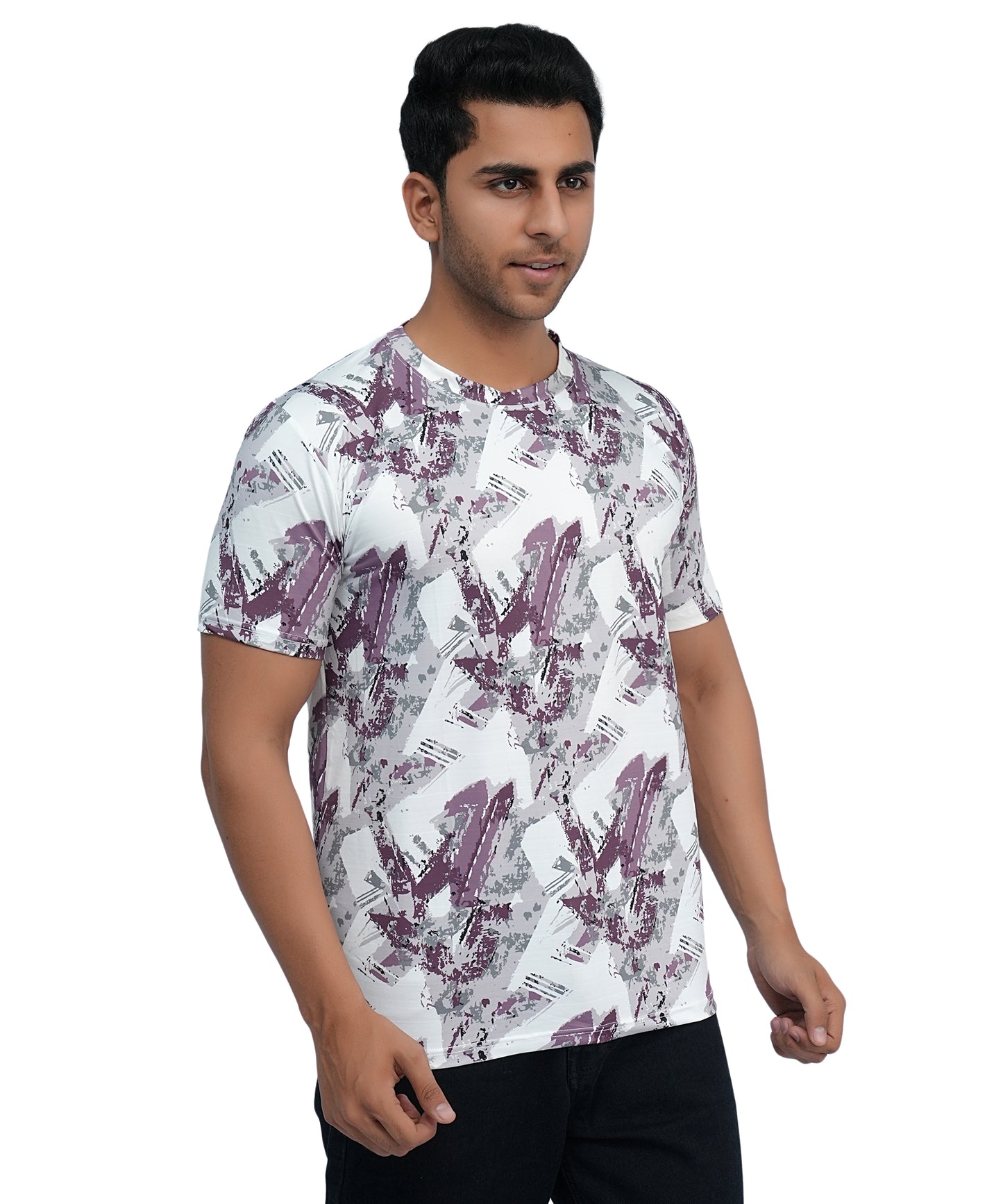 PRINTED POLY T SHIRT ROUND NECK
