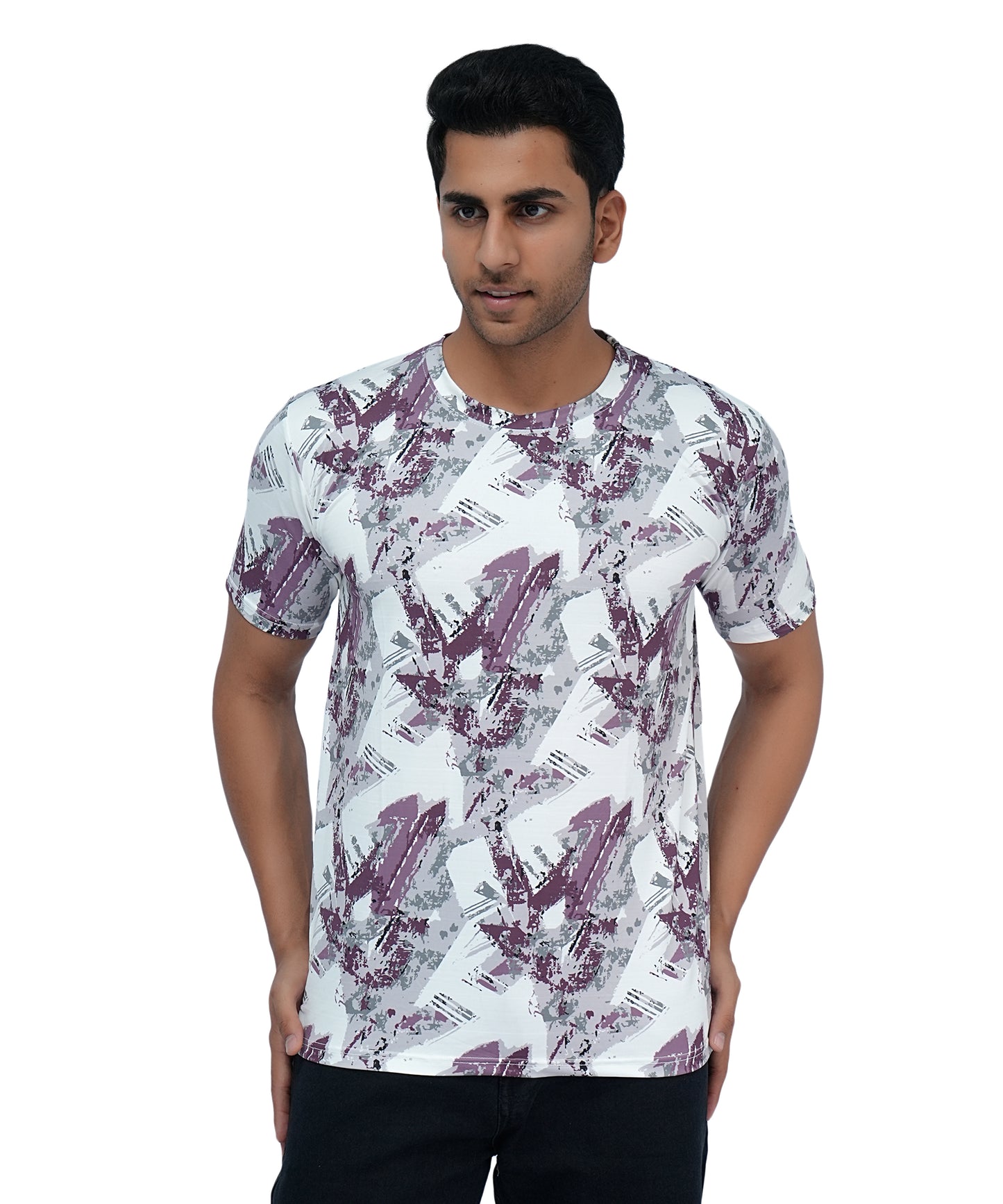 PRINTED POLY T SHIRT ROUND NECK