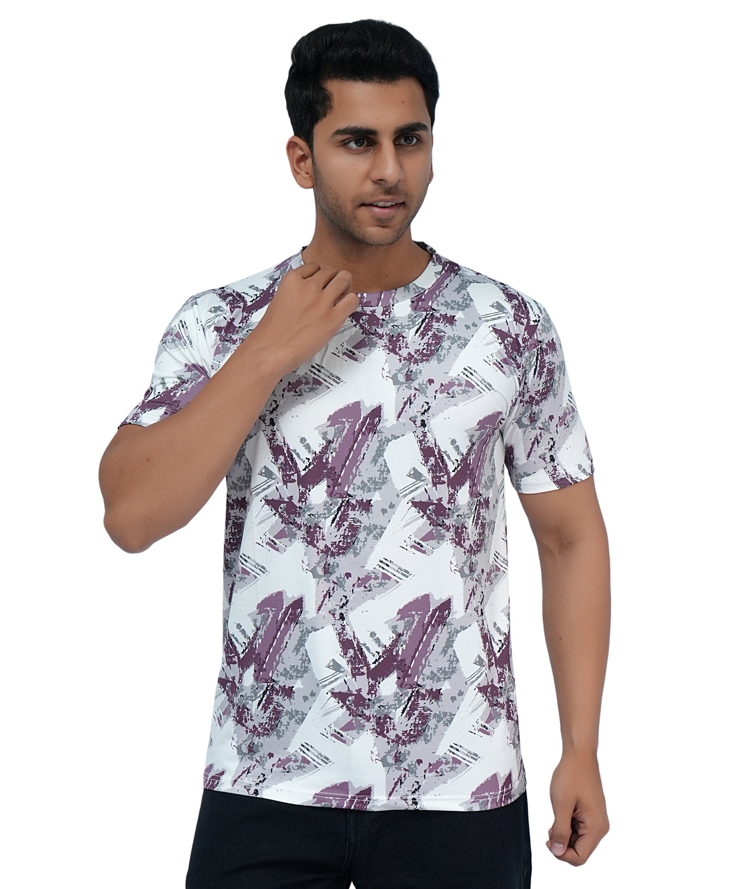 PRINTED POLY T SHIRT ROUND NECK