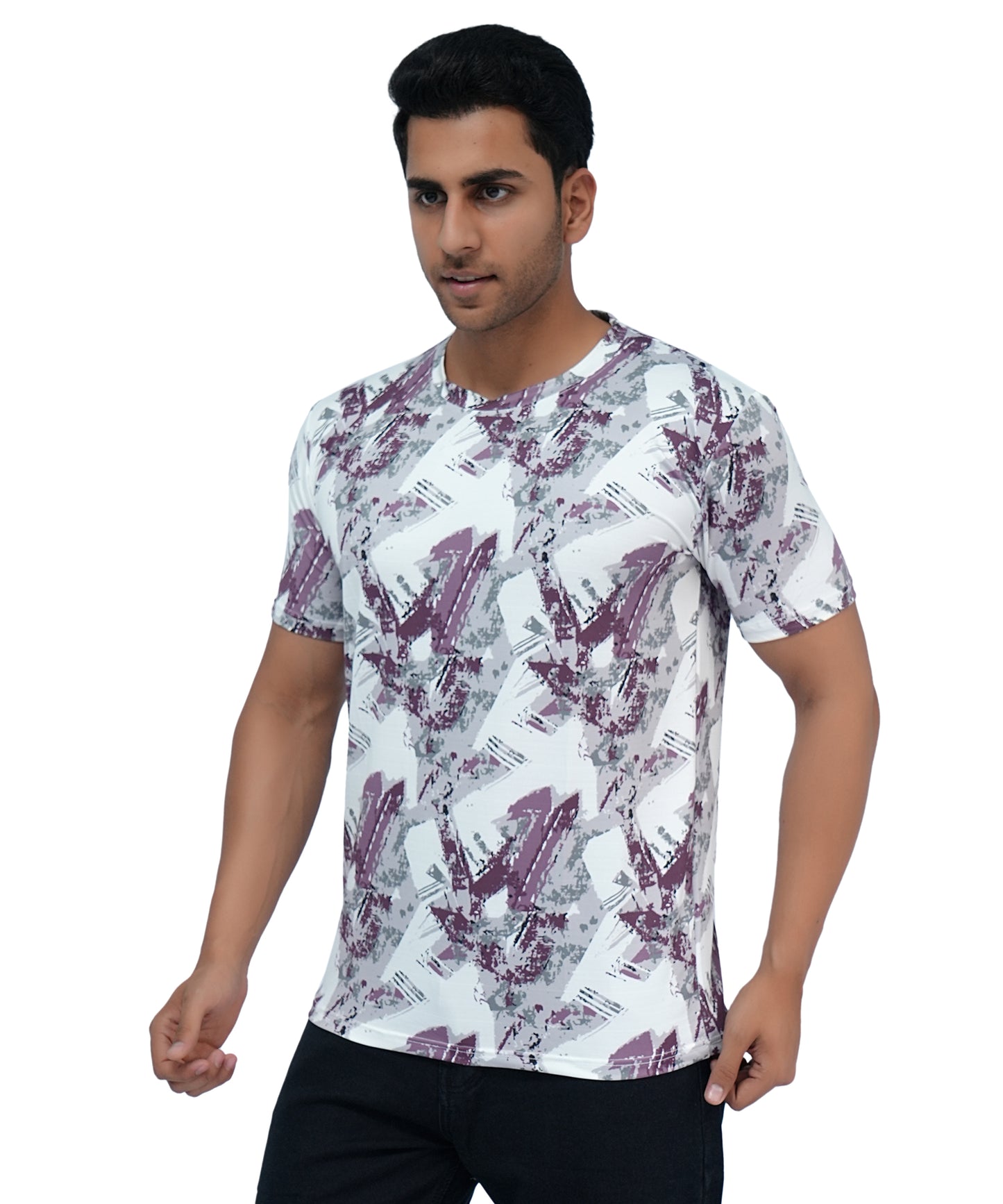 PRINTED POLY T SHIRT ROUND NECK
