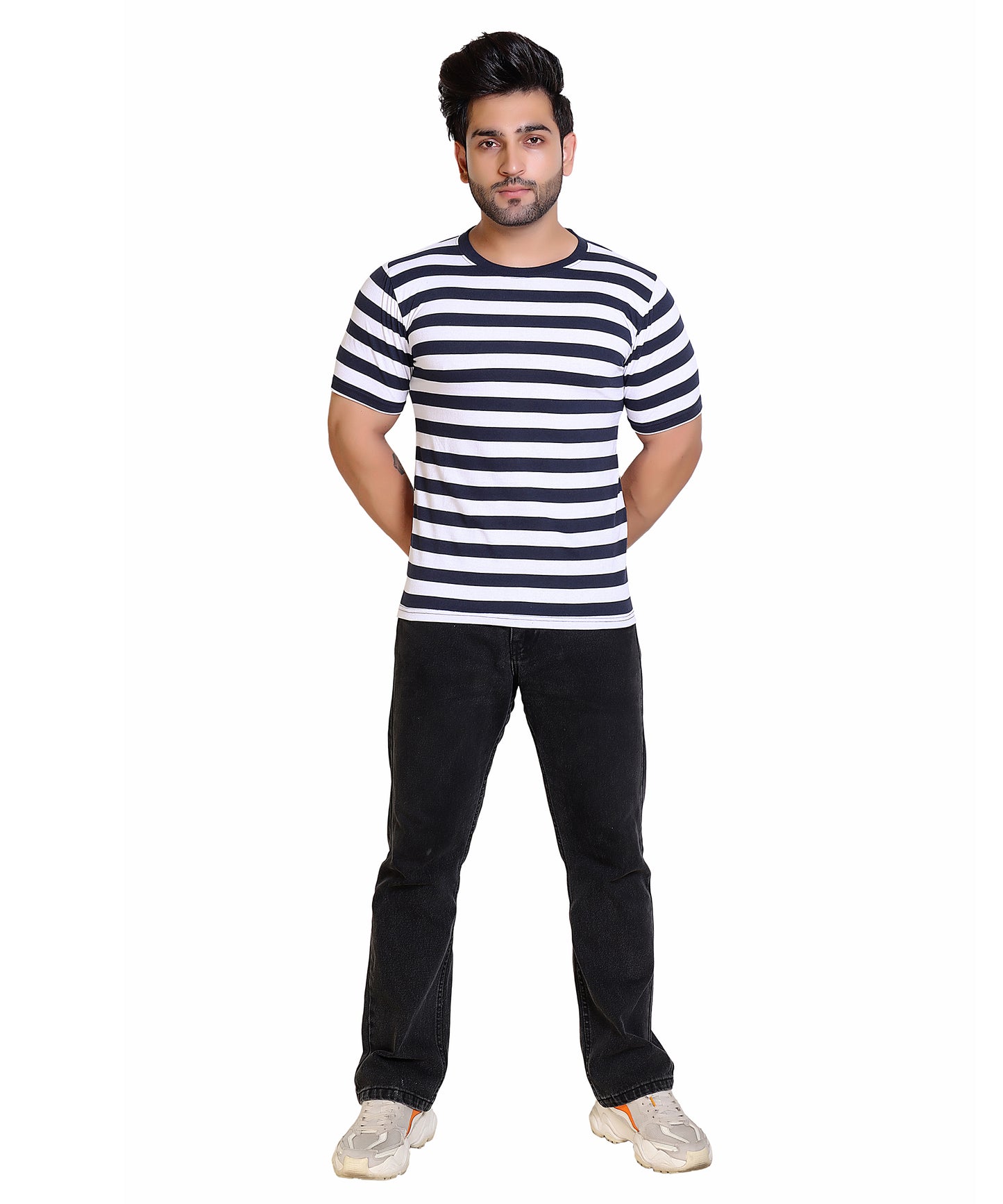 ROUND NECK 50-50 STRIPES - OZONECO.IN