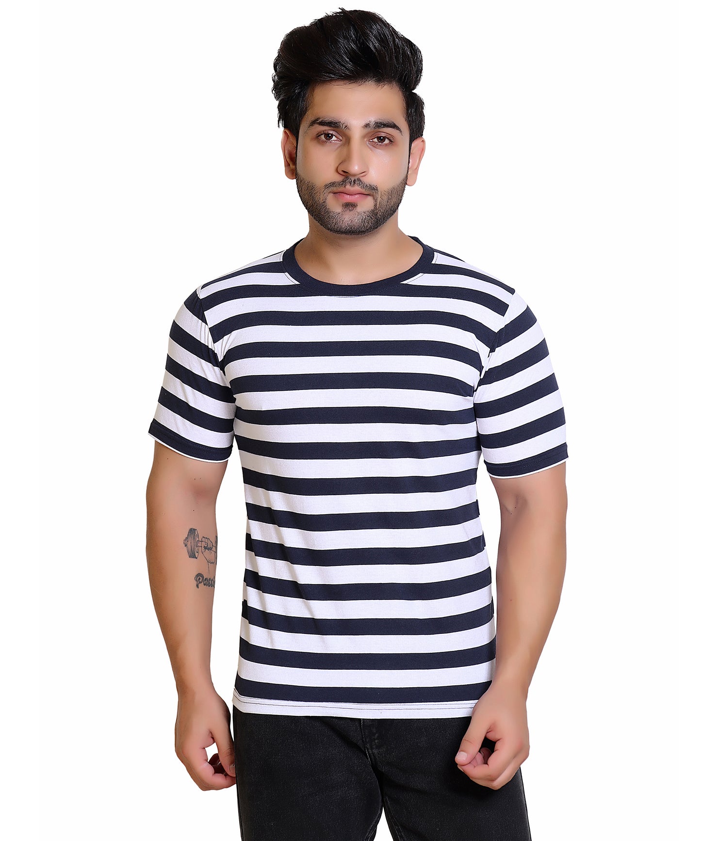 ROUND NECK 50-50 STRIPES - OZONECO.IN