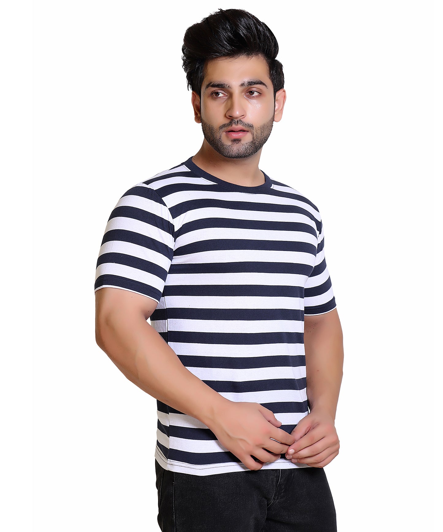 ROUND NECK 50-50 STRIPES - OZONECO.IN