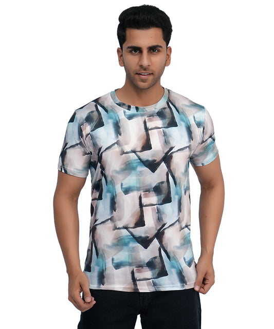 PRINTED POLY T SHIRT ROUND NECK